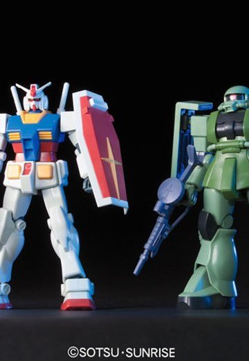 HGUC 1/144 	机动战士高达 	RX-78-2 高达 ＆ MS-06F 扎古II ＆ FF-X7 核心战机 | Hpoi手办维基