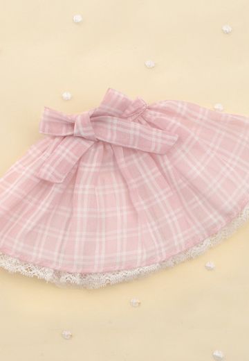 粉色チェックスカート