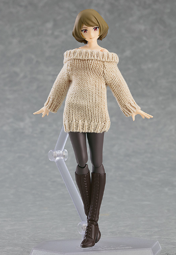 figma#574 女性素体 （千秋）与 露肩毛衣连衣裙 | Hpoi手办维基