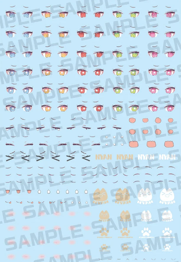 女神装置 M.S.G PUNI★MOFU 黑猫 眼睛水贴套装