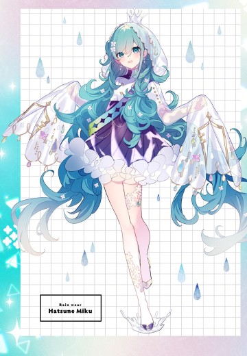 初音未来 x 良笑社 插画大赛 第6回 「雨衣」 初音未来 | Hpoi手办维基