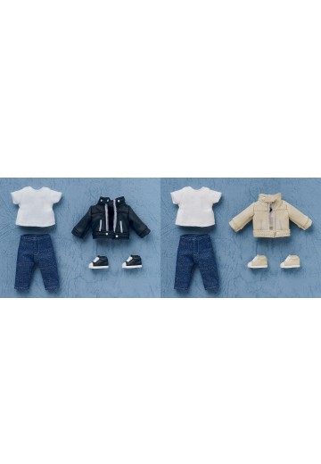 粘土娃 服装套组 皮衣夹克（黑色／象牙色）