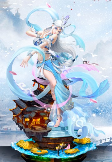《秦时明月》 雪女《飞雪玉花》1/4比例雕像 | Hpoi手办维基