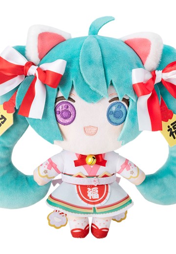 【初音未来×招财猫】 初音未来 白猫 毛绒玩偶 标准服装 Art by rassu