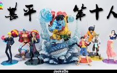 JacksDo 海贼王 战斗七武海 战损甚平 和 路飞 GK手办雕像