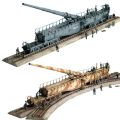 1/144 WW.II德军280mm K5E列车砲“利奥波德”（装甲灰+暗黄色）2辆套装