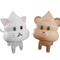 黏土模型套件 动物便便套装1 猫与熊