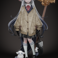 手办原型制作（白毛挑染兽耳jk美少女）