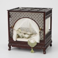 12分娃用月洞床微缩家具古风床