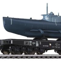 HO比例 L235730 德国 海豹微型潜艇+6轴铁路平板车