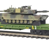 美标O比例 20-95346 60英尺铁路平板车+2辆M1艾布拉姆斯坦克；美国陆军