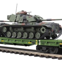 美标O比例 20-95469/95471 60英尺铁路平板车+2辆M60坦克；美国陆军