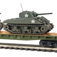 美标O比例 20-95301 铁路平板车+2辆谢尔曼坦克；美国陆军