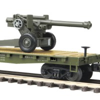 美标O比例 20-95347 铁路平板车+2门105毫米榴弹炮