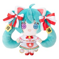 【初音未来×招财猫】 初音未来 白猫 毛绒玩偶 标准服装 Art by rassu