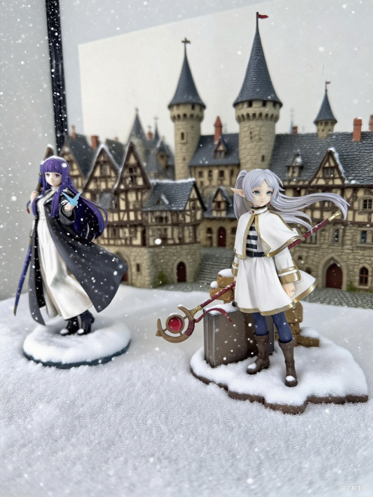 芙莉莲和菲伦在雪地