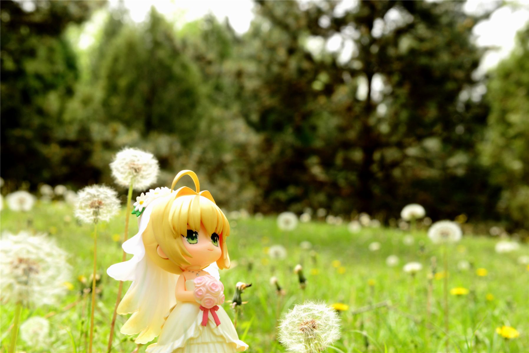 黏土人配件 婚礼服 纯白色