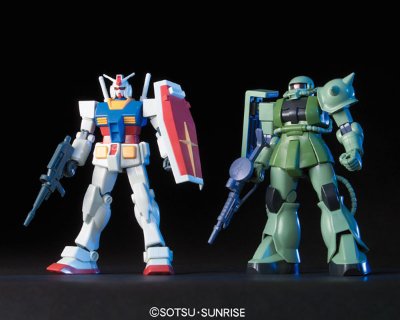HGUC 1/144 	机动战士高达 	RX-78-2 高达 ＆ MS-06F 扎古II ＆ FF-X7 核心战机