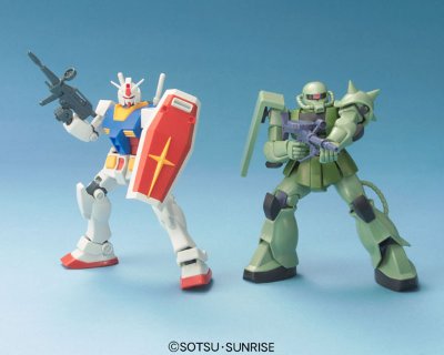 HGUC 1/144 	机动战士高达 	RX-78-2 高达 ＆ MS-06F 扎古II ＆ FF-X7 核心战机