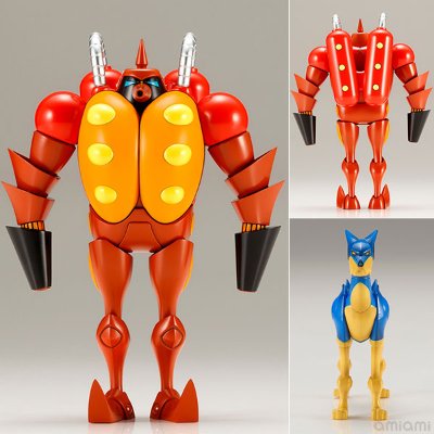 昭和模型少年クラブ 新造人间キャシャーン 火炎放射ロボット(フレンダー ミニ手办付き)