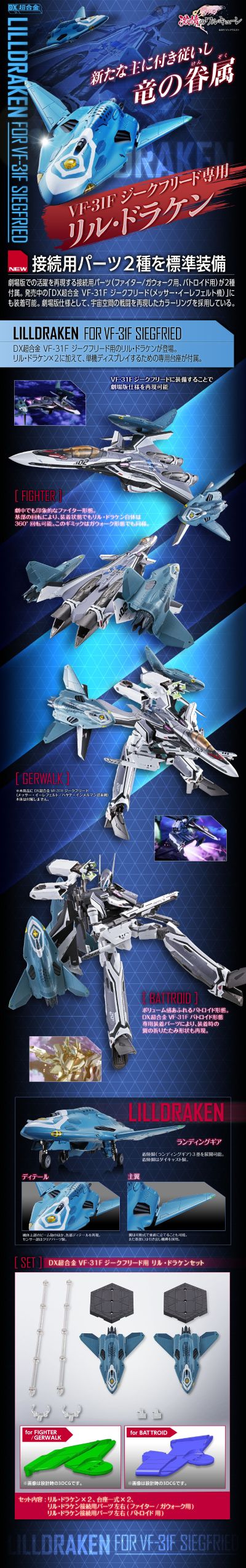 DX超合金 剧场版 超时空要塞Δ 激情的女武神 VF-31F 齐格菲用利刃·魔龙配件包