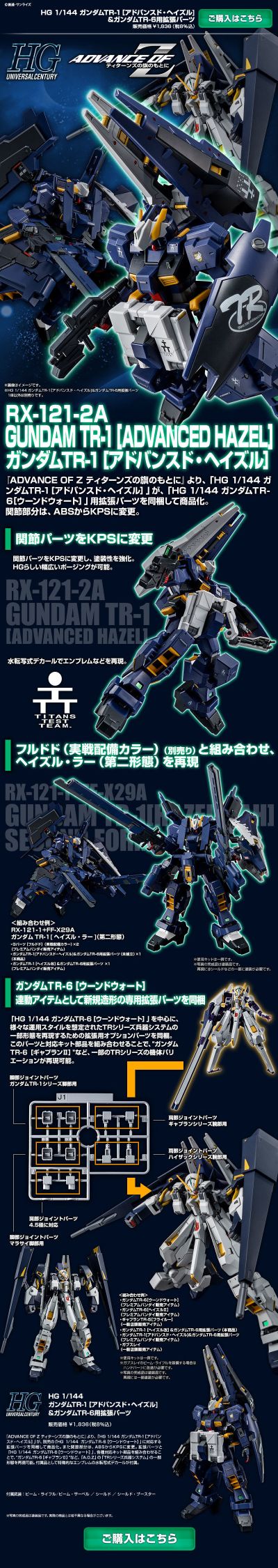 HGUC ADVANCE OF Z 提坦斯的旗下 RX-121-2A 高达TR-1［进阶型海兹尔］＆高达TR-6用扩展组件