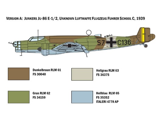 1391 1/72 德国 Ju86E1/E2轰炸机；田宫37191