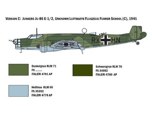 1391 1/72 德国 Ju86E1/E2轰炸机；田宫37191