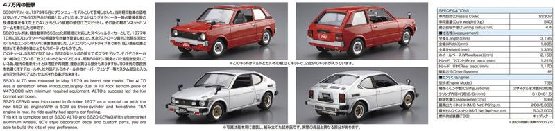 The Model Car 1/20 铃木 SS30V 奥拓/SS20 Cervo ’79
