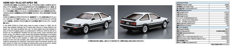 汽车模型系列 No.17 丰田 AE86 Corolla Levin GT-APEX '85