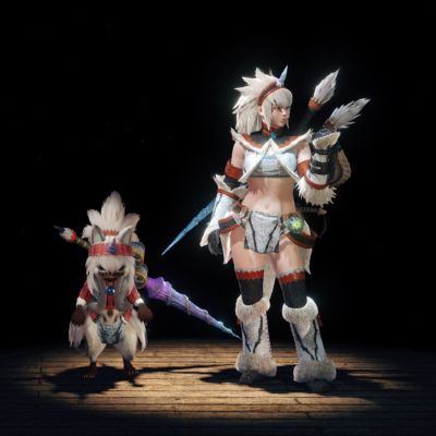 粘土人 #377 怪物猎人4 猎人&战斗猫 麒麟装 完整动作