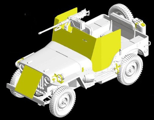 1/35 WW.II 美军 装甲1/4吨 4×4卡车 .50机枪 (3in1)