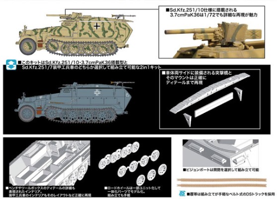 1/72 WW.II 德军 Sd.Kfz.251 Ausf.C w/3.7cm PaK36 (2 in1) 