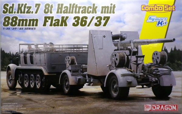 1/35 WW.II 德军 Sd.Kfz.7 8吨半履带运输车 ＆ 88mm 高射砲 Flak36/37 SET 