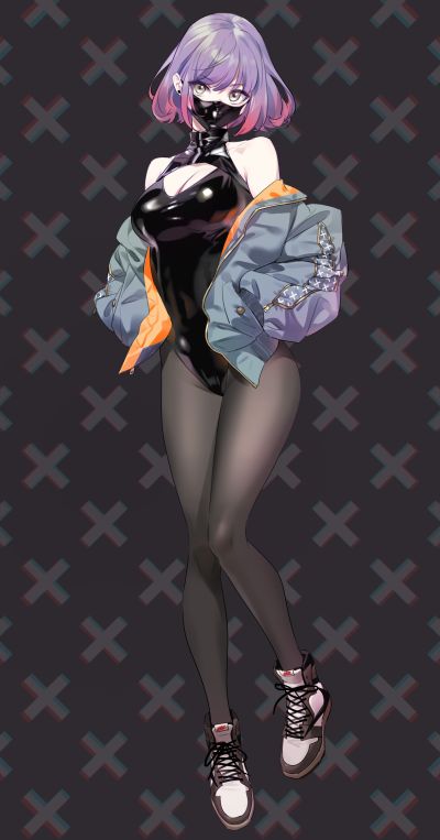 运动鞋×高开衩×口罩 露娜