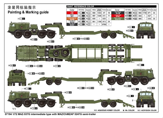 编号：07194 1/72 装甲车辆系列 MAZ-537G 中期型（带MAZ/ChMZAP-5247G型半挂车）