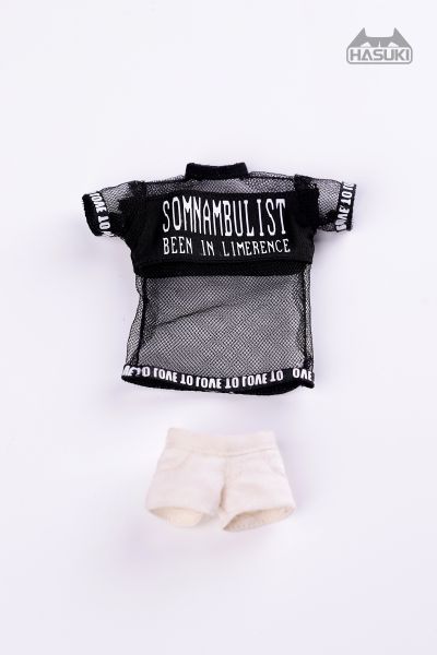 CS002 透视渔网印花短袖套装