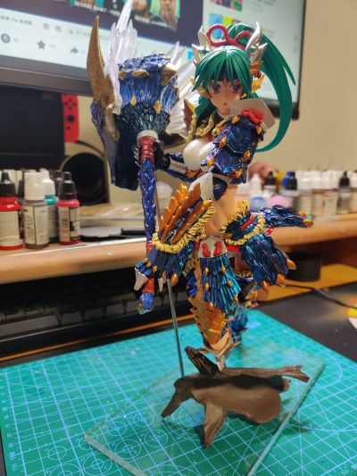 粘土人 #1407 怪物猎人世界：冰原 女猎人 雷狼龙阿尔法 Ver.