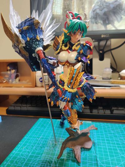 粘土人 #1407 怪物猎人世界：冰原 女猎人 雷狼龙阿尔法 Ver.