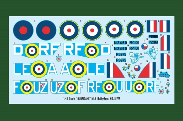 编号：81777 1/48 军用飞机系列 英国“飓风”Mk.I