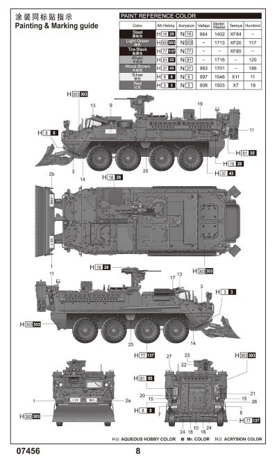编号：07456 1/72 装甲车辆系列 斯崔克M1132工程车带SOB工程铲