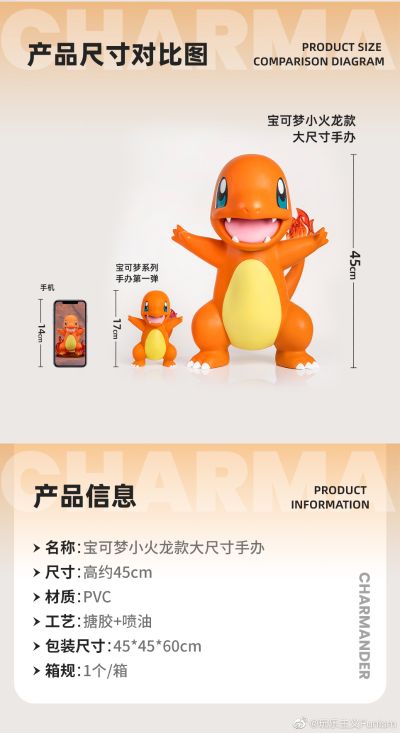 宝可梦 小火龙款大尺寸手办