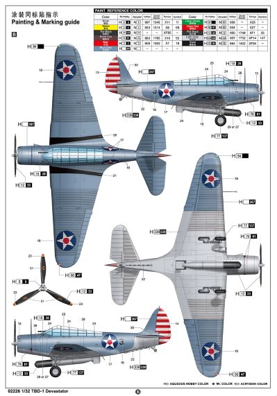 编号：02226 1/32 军用飞机系列 美国TBD-1“蹂躏者”鱼雷攻击机