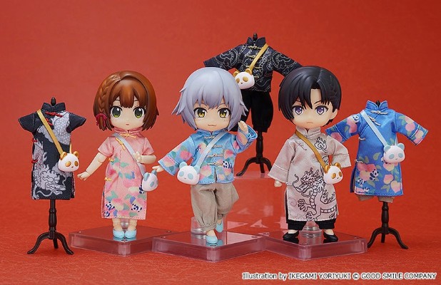 粘土娃 服装套组 裙装旗袍（熊猫/龙）