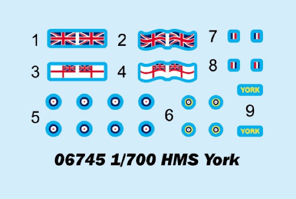 编号：06745 1/700 世界战舰系列 英国皇家海军“约克”号重型巡洋舰
