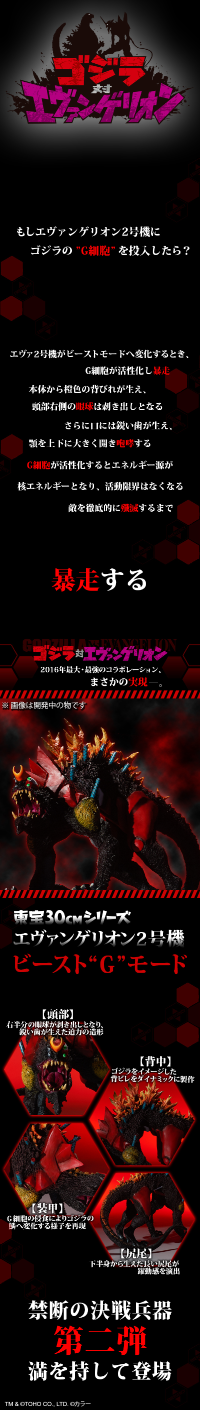 东宝30厘米 哥斯拉大战新世纪福音战士 兽化2号机 哥斯拉模式