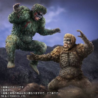 东宝大怪兽系列 科学怪人的怪兽 山达大战盖拉 软胶雕像