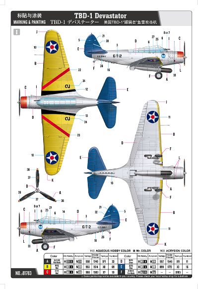 编号：81783 1/48 军用飞机系列 美国TBD-1“蹂躏者”鱼雷攻击机