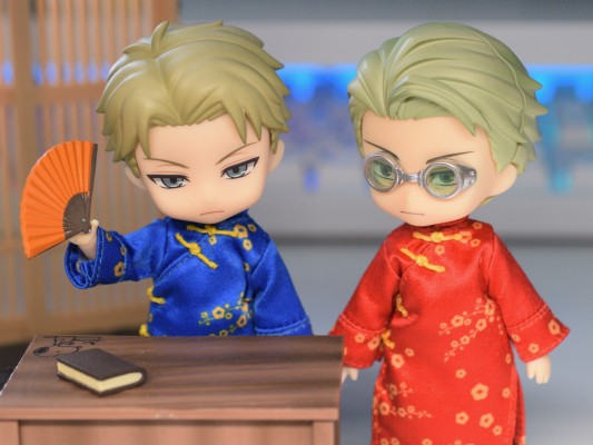 粘土娃 服装套装 长款唐装(红色/蓝色)