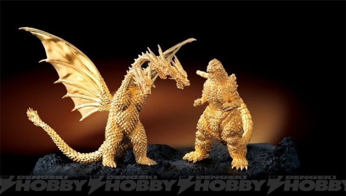 哥斯拉诞生60周年 哥斯拉大战基多拉 纯金模型